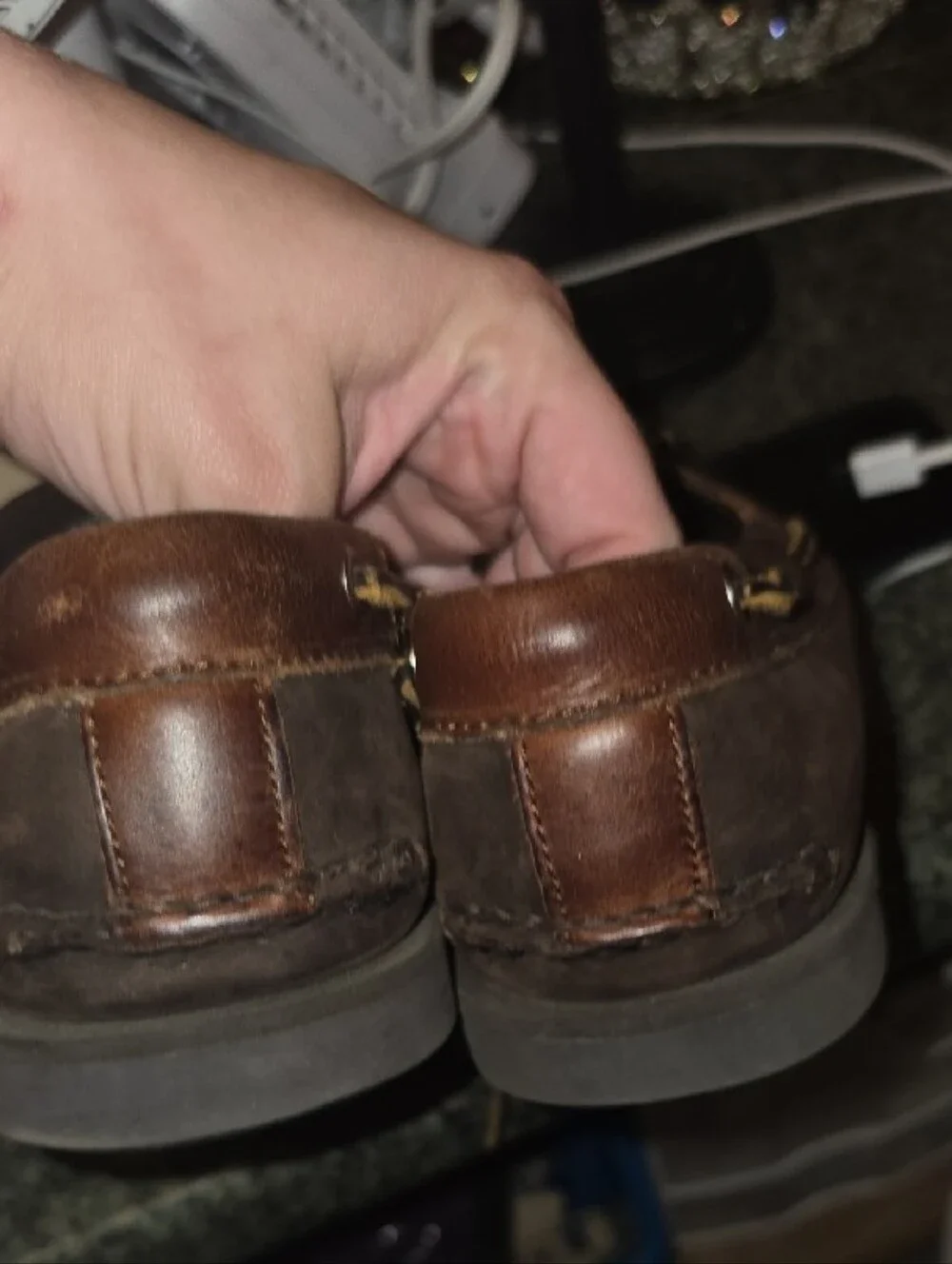 Timberland Men's 9 1/2 Brown Leather Moc Toe Boat Shoes